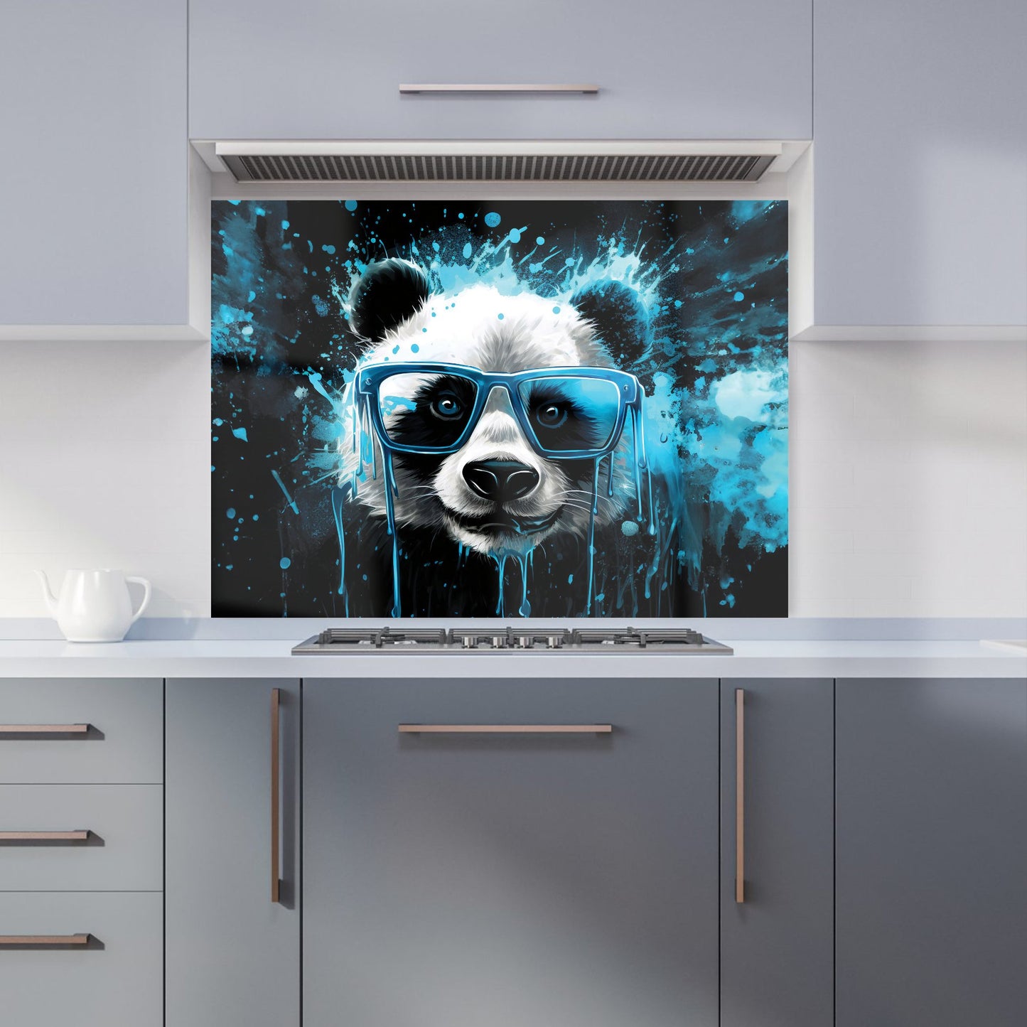 Blue Splashart Panda Face Kitchen Splashback