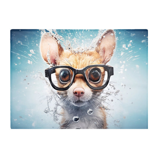Splashart Doormouse With Glasses Glass Chopping Board