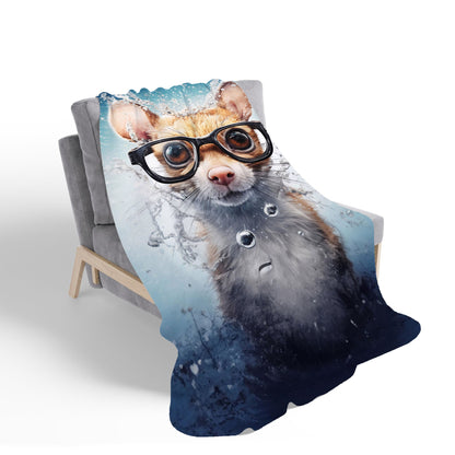 Splashart Doormouse With Glasses Sherpa Blanket