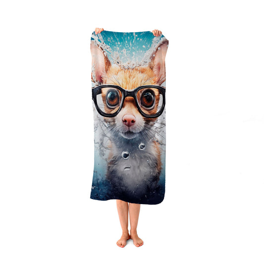 Splashart Doormouse With Glasses Beach Towel