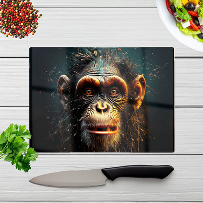 Splashart Monkey Face Glass Chopping Board