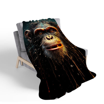 Splashart Monkey Face Sherpa Blanket