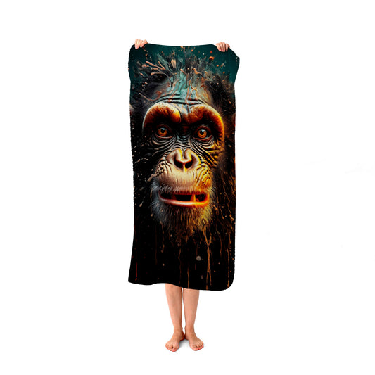 Splashart Monkey Face Beach Towel