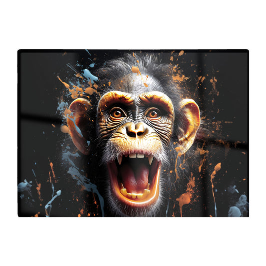 Monkey Face Splashart Glass Chopping Board
