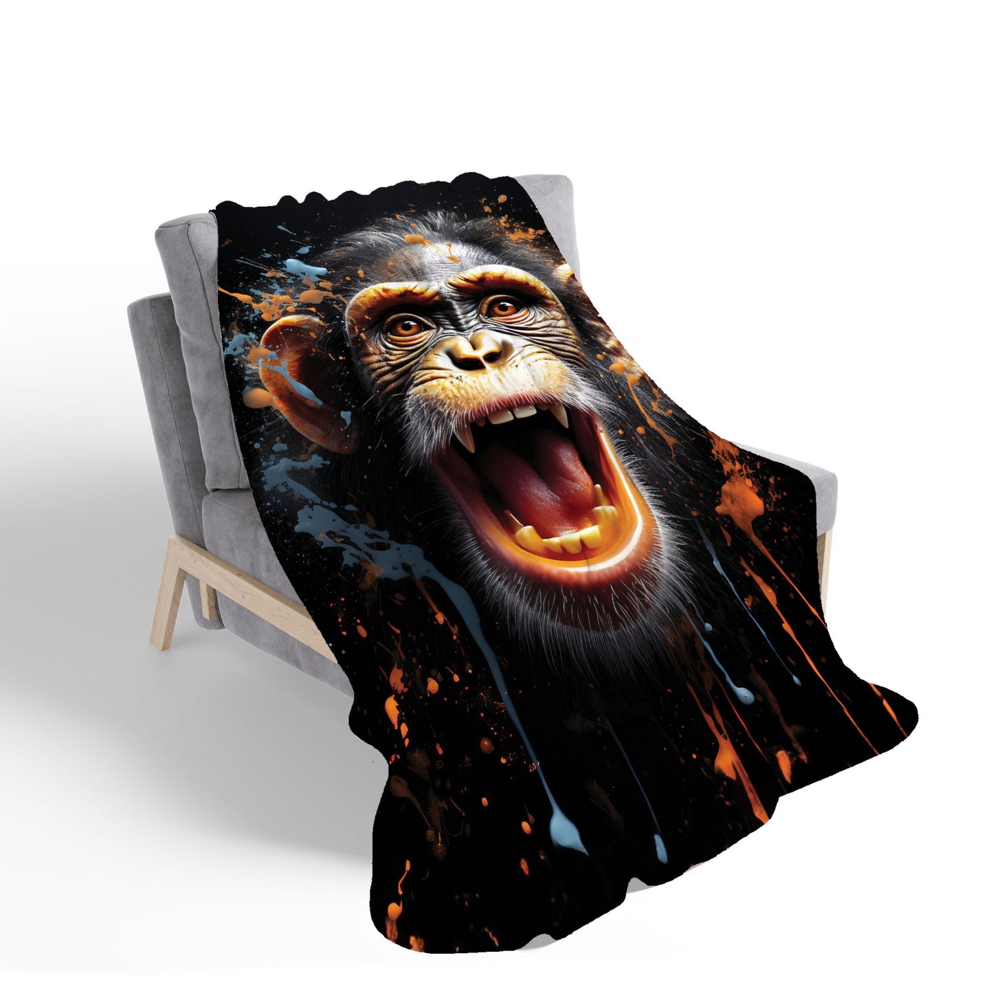 Monkey Face Splashart Sherpa Blanket
