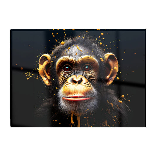 Splashart Cheeky Chimp Face Glass Chopping Board