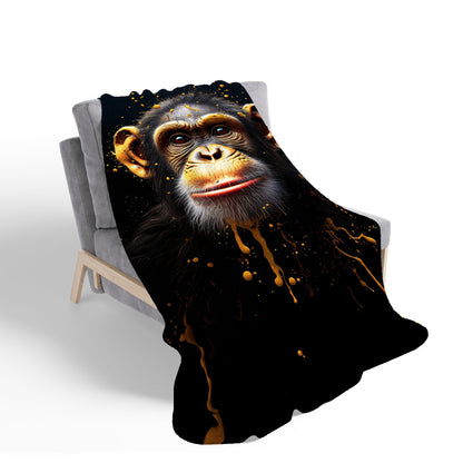 Splashart Cheeky Chimp Face Sherpa Blanket