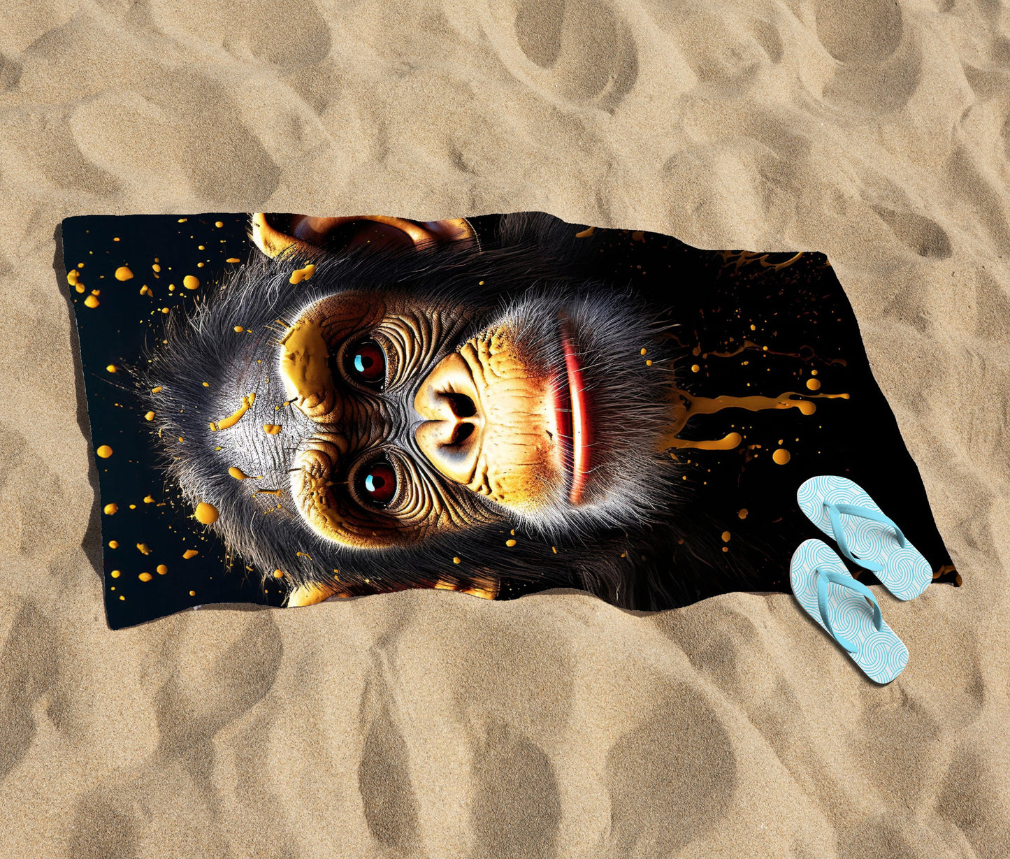 Splashart Cheeky Chimp Face Beach Towel