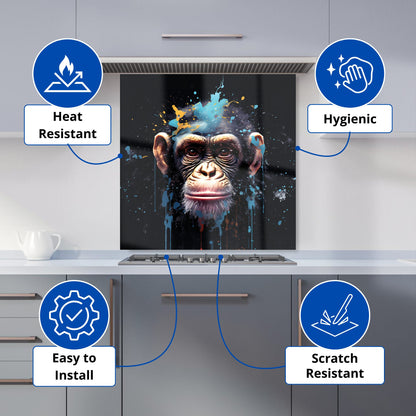 Monkey Face Splashart with Blue Kitchen Splashback