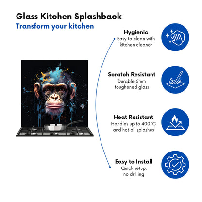 Monkey Face Splashart with Blue Kitchen Splashback