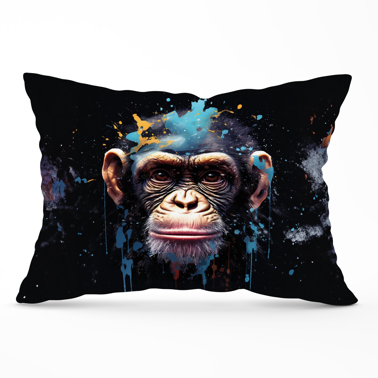 Monkey Face Splashart with Blue Cushions