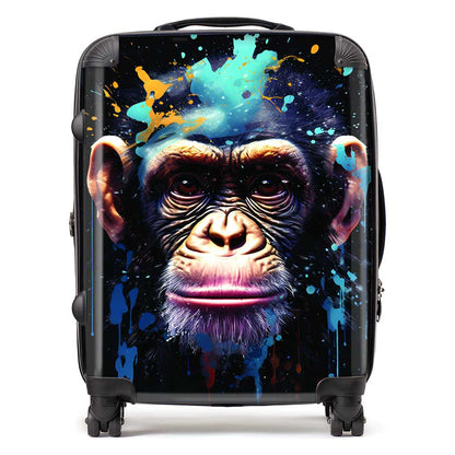 Monkey Face Splashart with Blue Suitcase