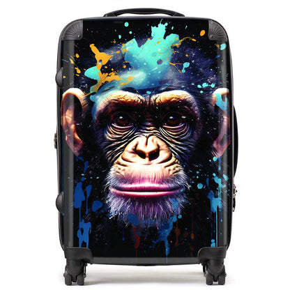 Monkey Face Splashart with Blue Suitcase