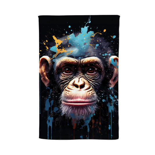 Monkey Face Splashart with Blue Tea Towel