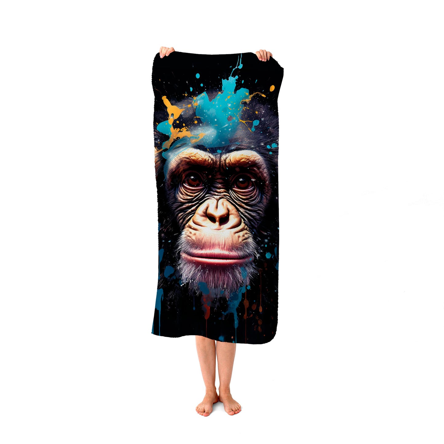 Monkey Face Splashart with Blue Beach Towel