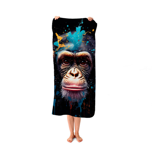 Monkey Face Splashart with Blue Beach Towel