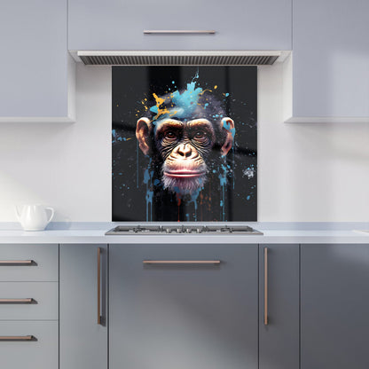 Monkey Face Splashart with Blue Kitchen Splashback
