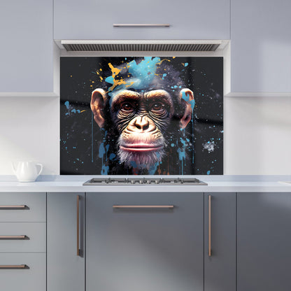 Monkey Face Splashart with Blue Kitchen Splashback