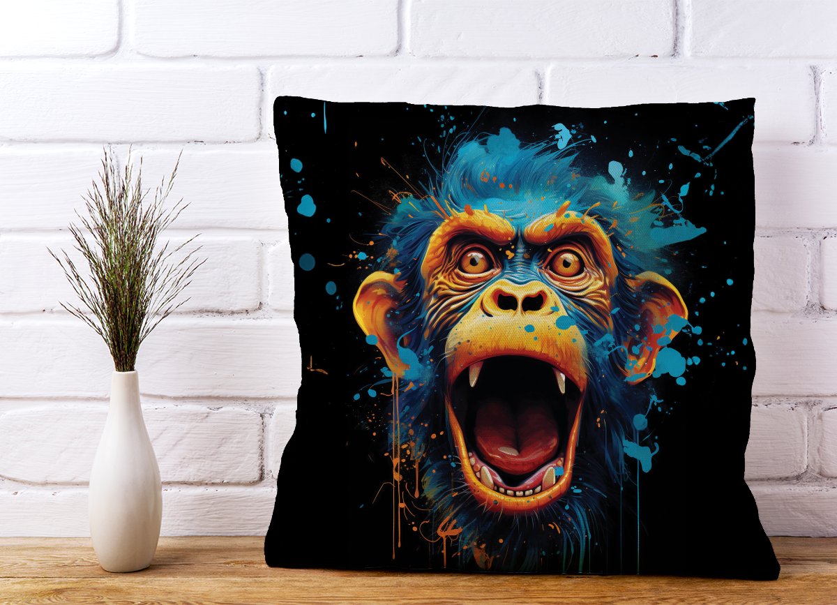 Crazy Monkey face Splashart Cushions