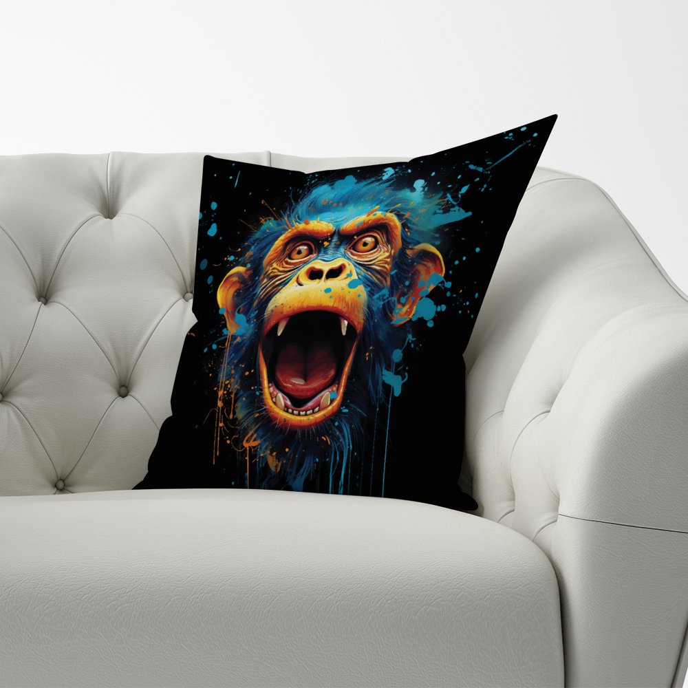 Crazy Monkey face Splashart Cushions