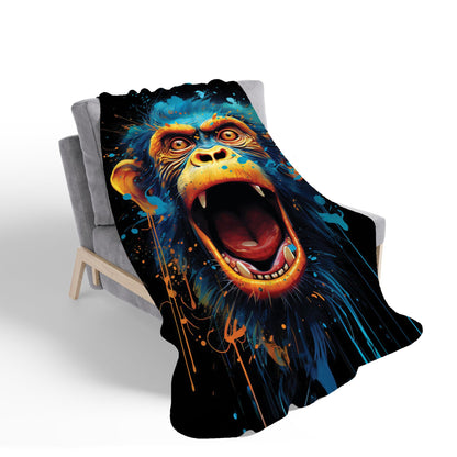 Crazy Monkey face Splashart Sherpa Blanket