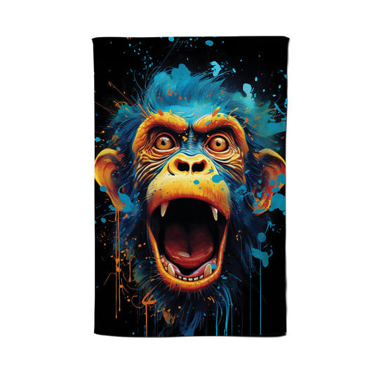 Crazy Monkey face Splashart Tea Towel