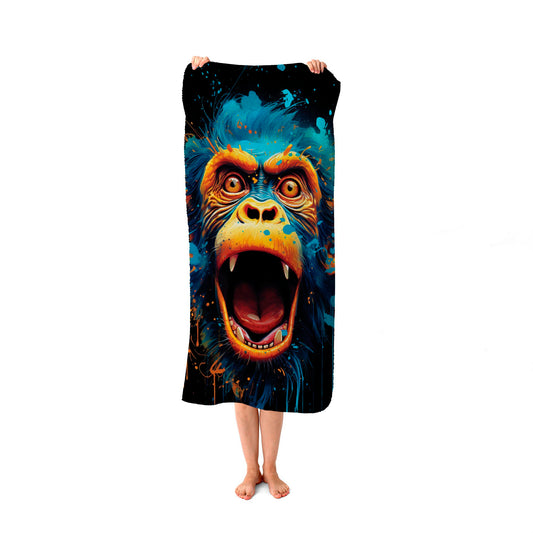 Crazy Monkey face Splashart Beach Towel