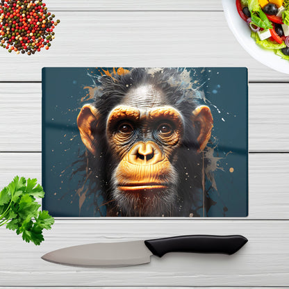 Splashart Realistic Monkey Face Glass Chopping Board