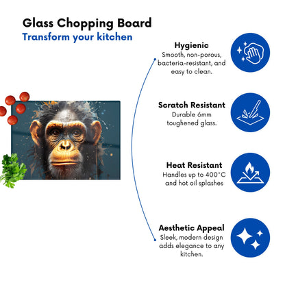 Splashart Realistic Monkey Face Glass Chopping Board