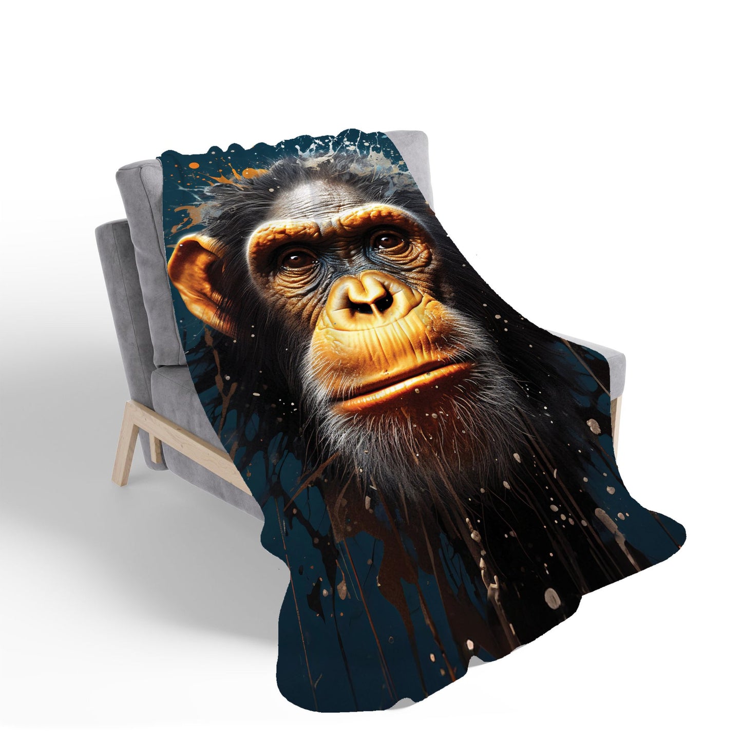 Splashart Realistic Monkey Face Sherpa Blanket
