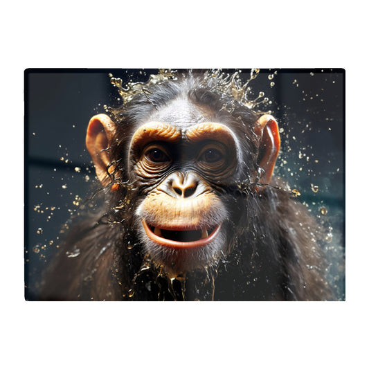 Realistic Monkey Face Splashart Glass Chopping Board