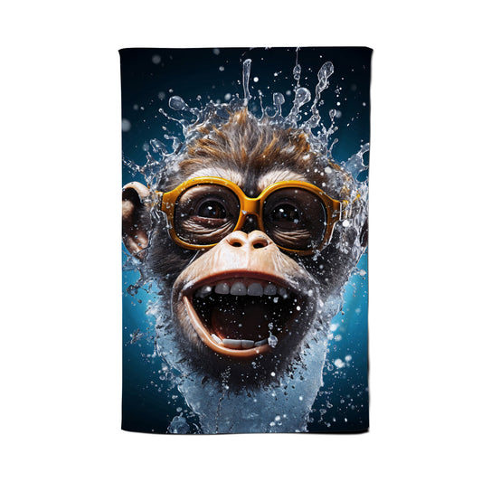 Splashart Cheeky Chimp Face With Glasses Tea Towel