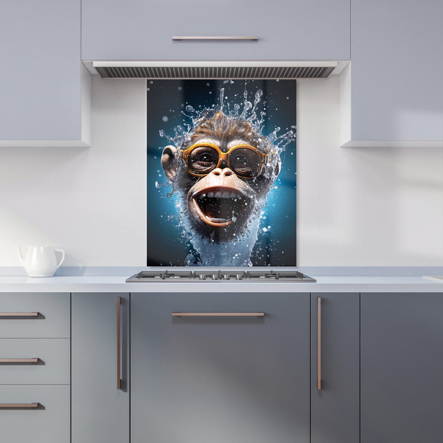 Splashart Cheeky Chimp Face With Glasses Kitchen Splashback
