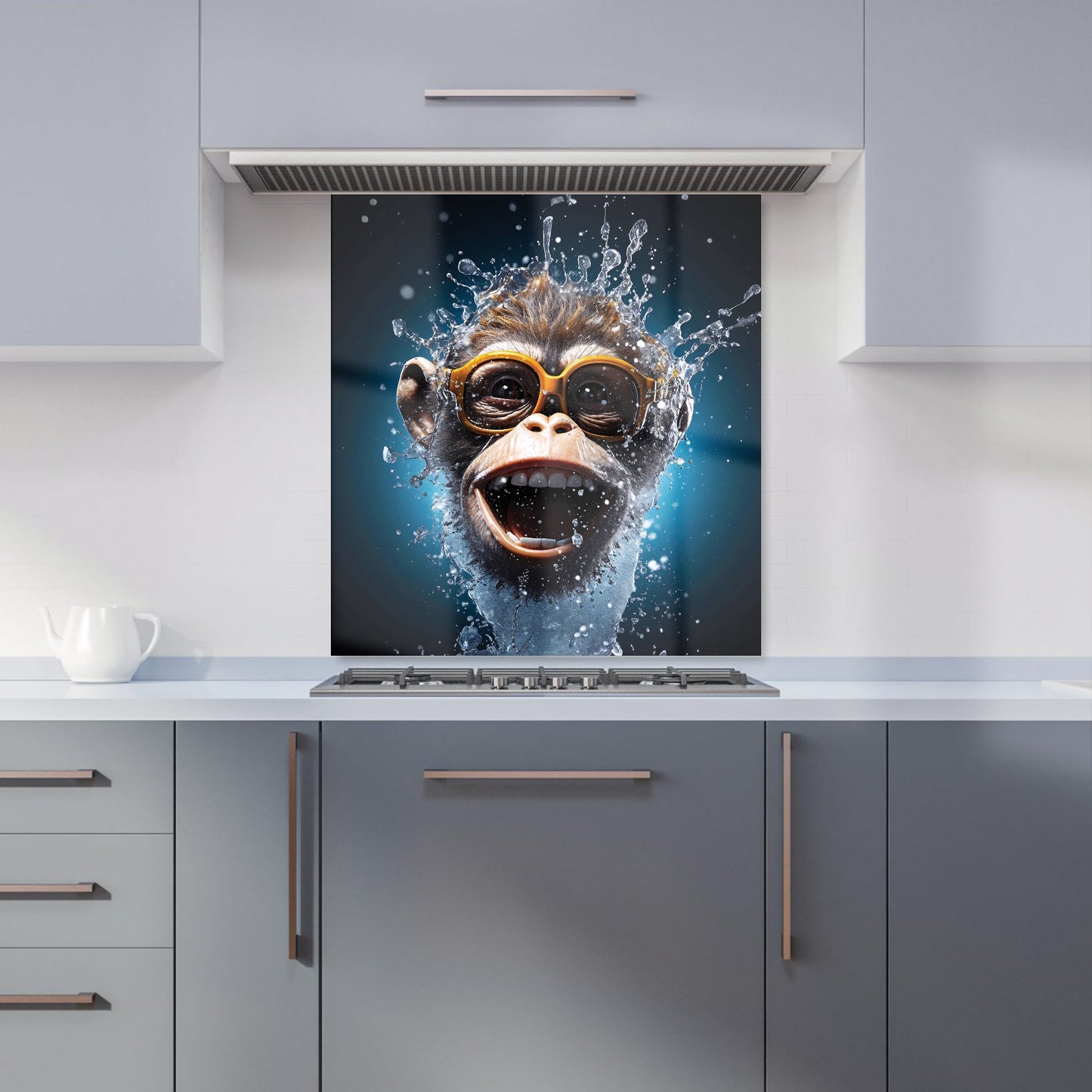 Splashart Cheeky Chimp Face With Glasses Kitchen Splashback