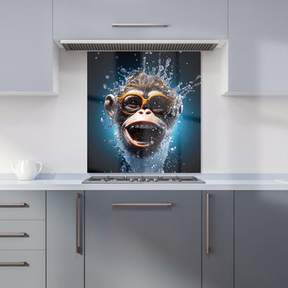 Splashart Cheeky Chimp Face With Glasses Kitchen Splashback