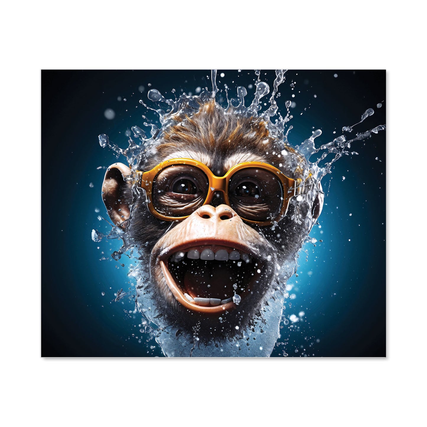 Splashart Cheeky Chimp Face With Glasses Kitchen Splashback