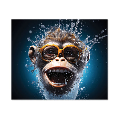 Splashart Cheeky Chimp Face With Glasses Kitchen Splashback