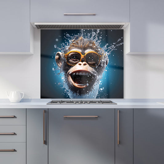 Splashart Cheeky Chimp Face With Glasses Kitchen Splashback