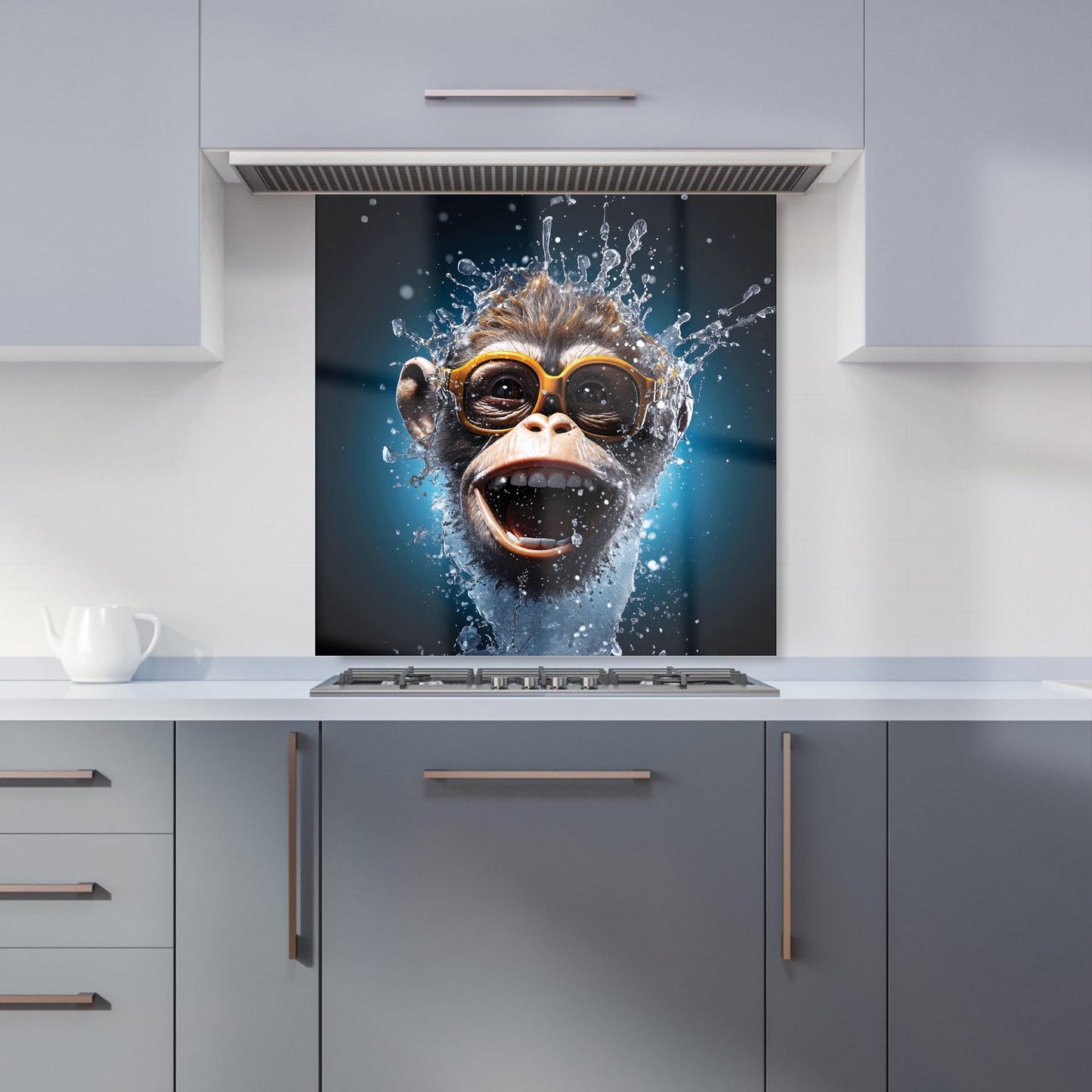 Splashart Cheeky Chimp Face With Glasses Kitchen Splashback