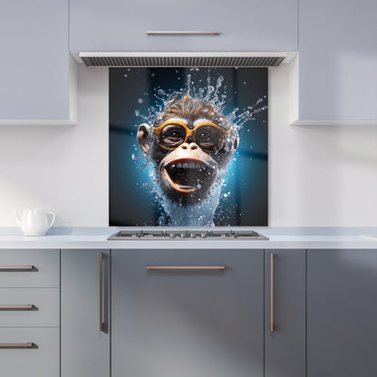 Splashart Cheeky Chimp Face With Glasses Kitchen Splashback