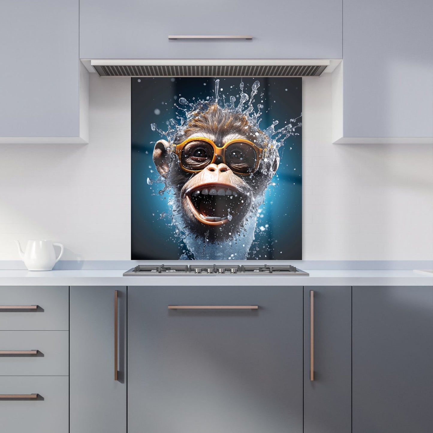 Splashart Cheeky Chimp Face With Glasses Kitchen Splashback