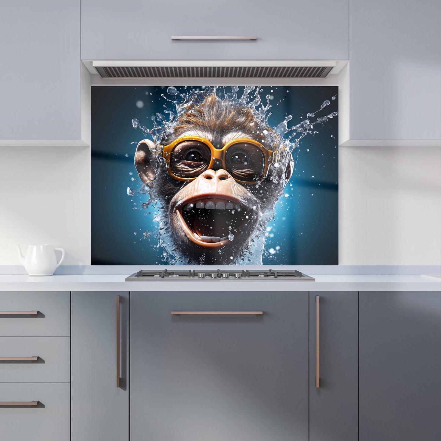 Splashart Cheeky Chimp Face With Glasses Kitchen Splashback