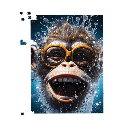 Splashart Cheeky Chimp Face With Glasses Jigsaw Puzzle
