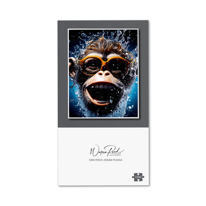 Splashart Cheeky Chimp Face With Glasses Jigsaw Puzzle