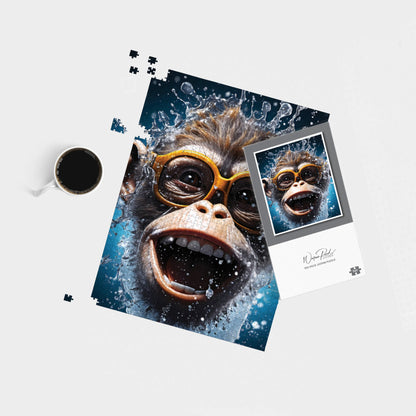 Splashart Cheeky Chimp Face With Glasses Jigsaw Puzzle