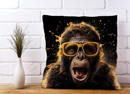 Splashart Monkey Face With Yellow Glasses Cushions