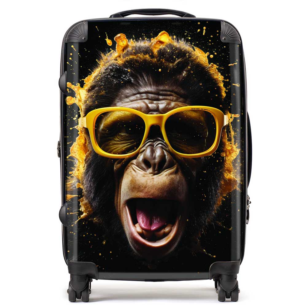 Splashart Monkey Face With Yellow Glasses Suitcase