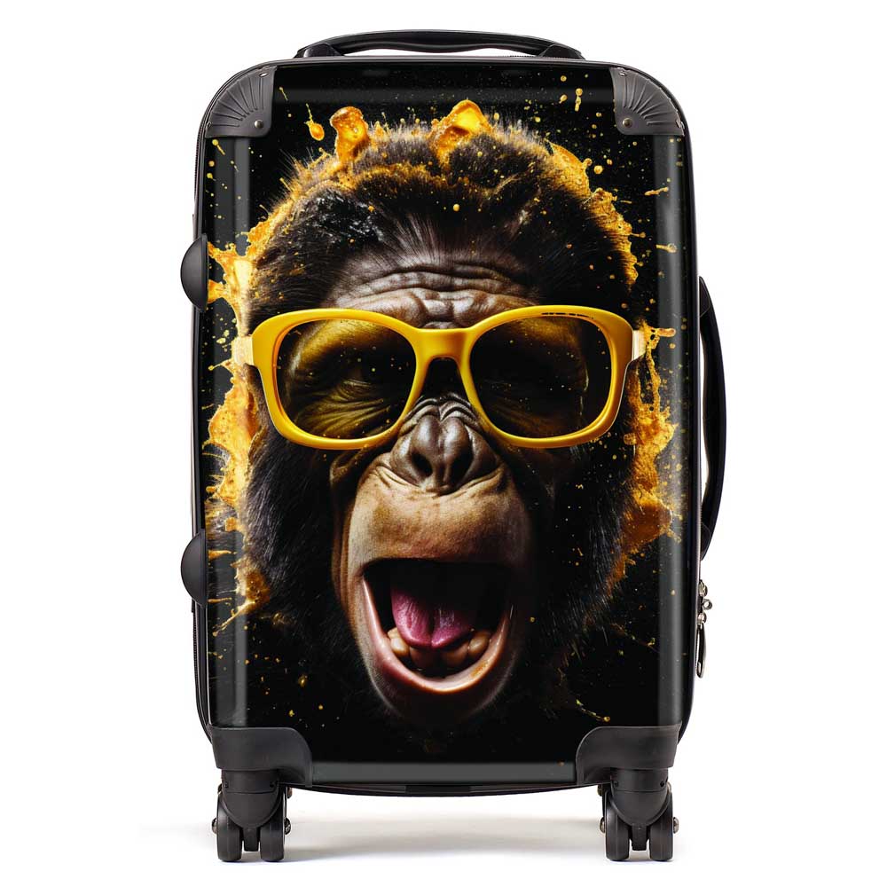 Splashart Monkey Face With Yellow Glasses Suitcase