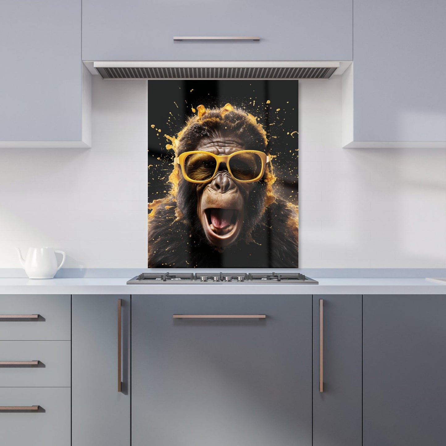 Splashart Monkey Face With Yellow Glasses Kitchen Splashback