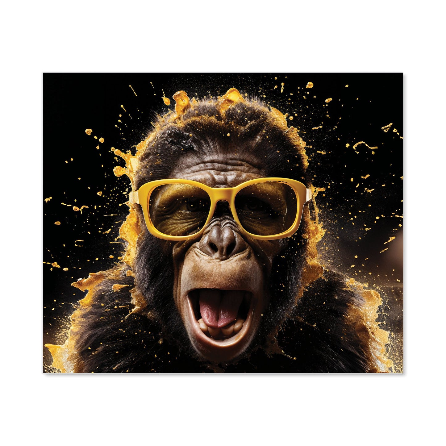 Splashart Monkey Face With Yellow Glasses Kitchen Splashback